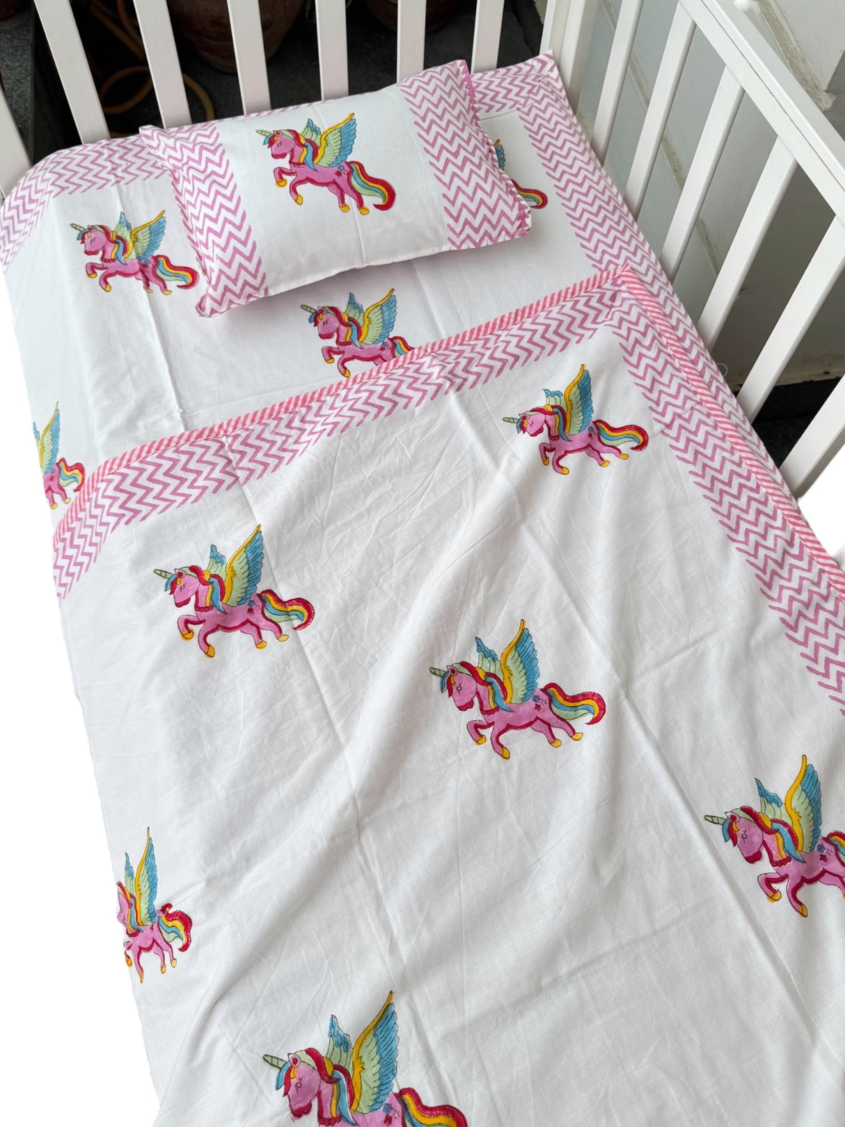 Unicorn- Baby Cot Bedding (cot sheet, dohar, pillowcase)
