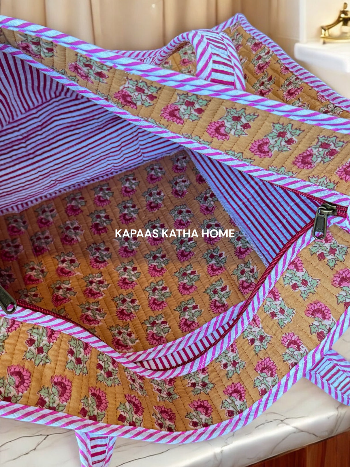 Mustard Beauty Tote Bag (with Zip Closure)