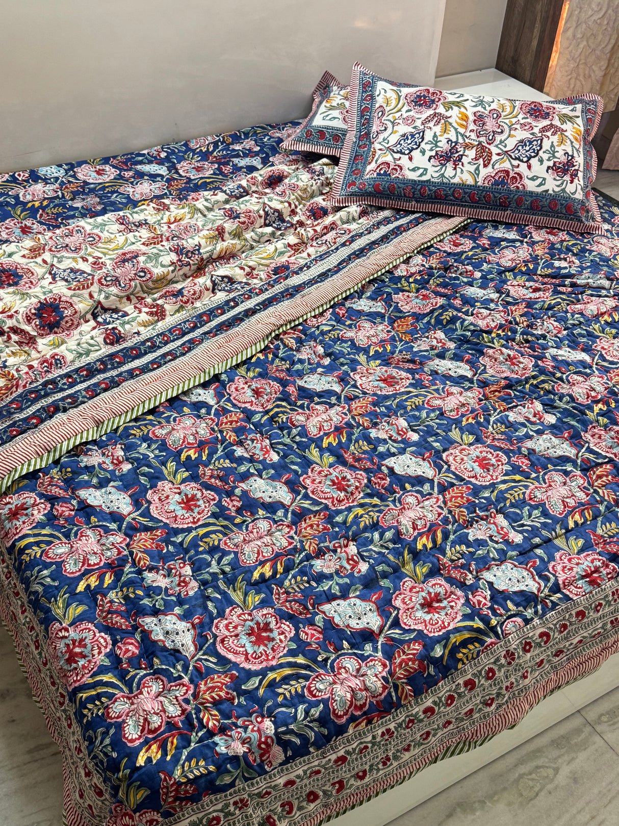 Blockprint Bedsheet & Quilt Set