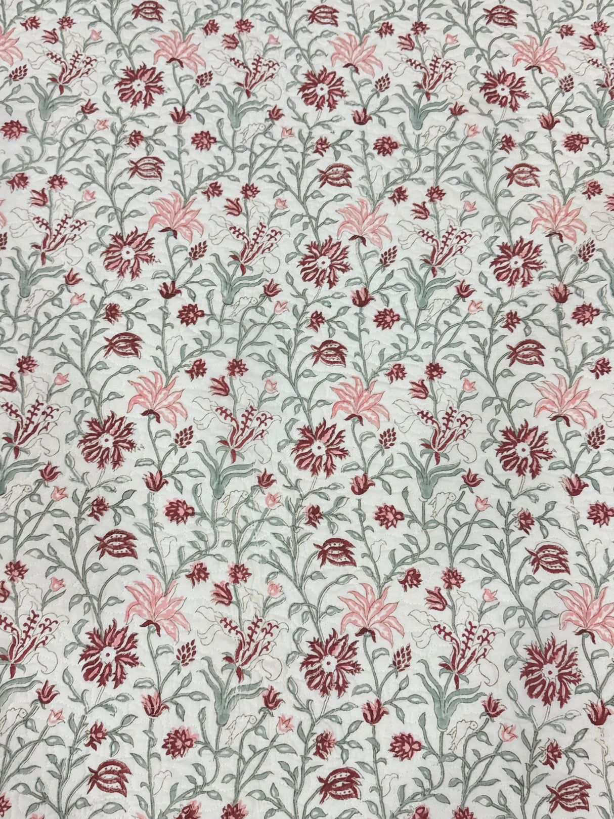 KING Size Quilted Blockprint REVERSIBLE Mulmul Bedcover (108*108 inches)