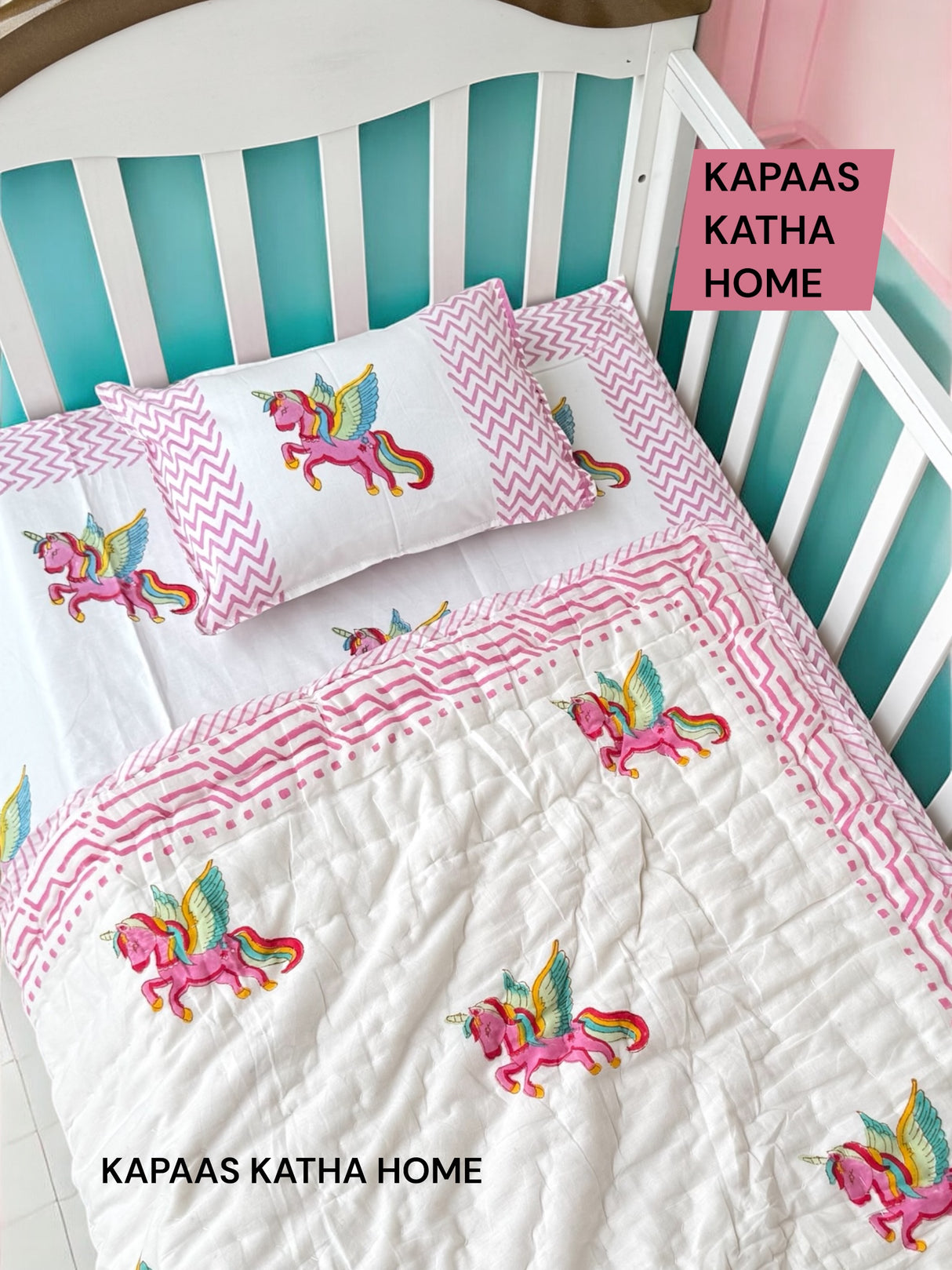 Unicorn- Baby Cot Bedding (cot sheet, quilt, pillowcase)
