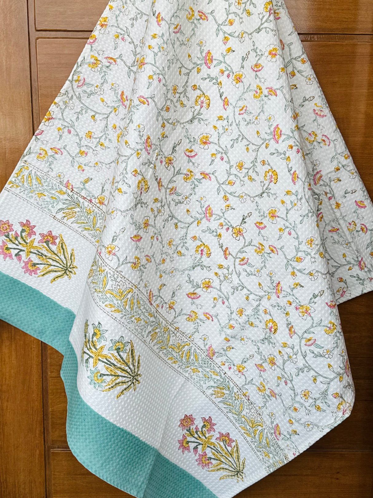 Luxurious Blockprint Cotton Towel- Waffle Weave