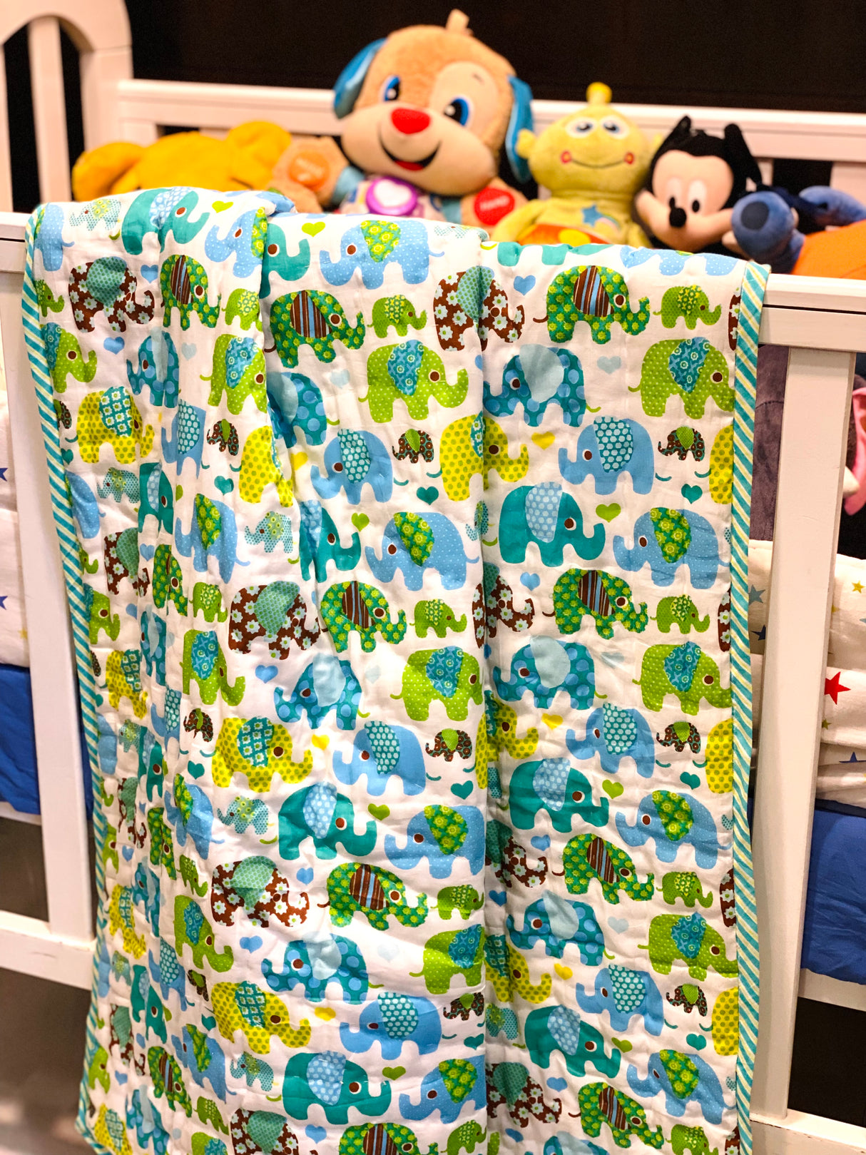 Elephant Blockprint Kids Quilt