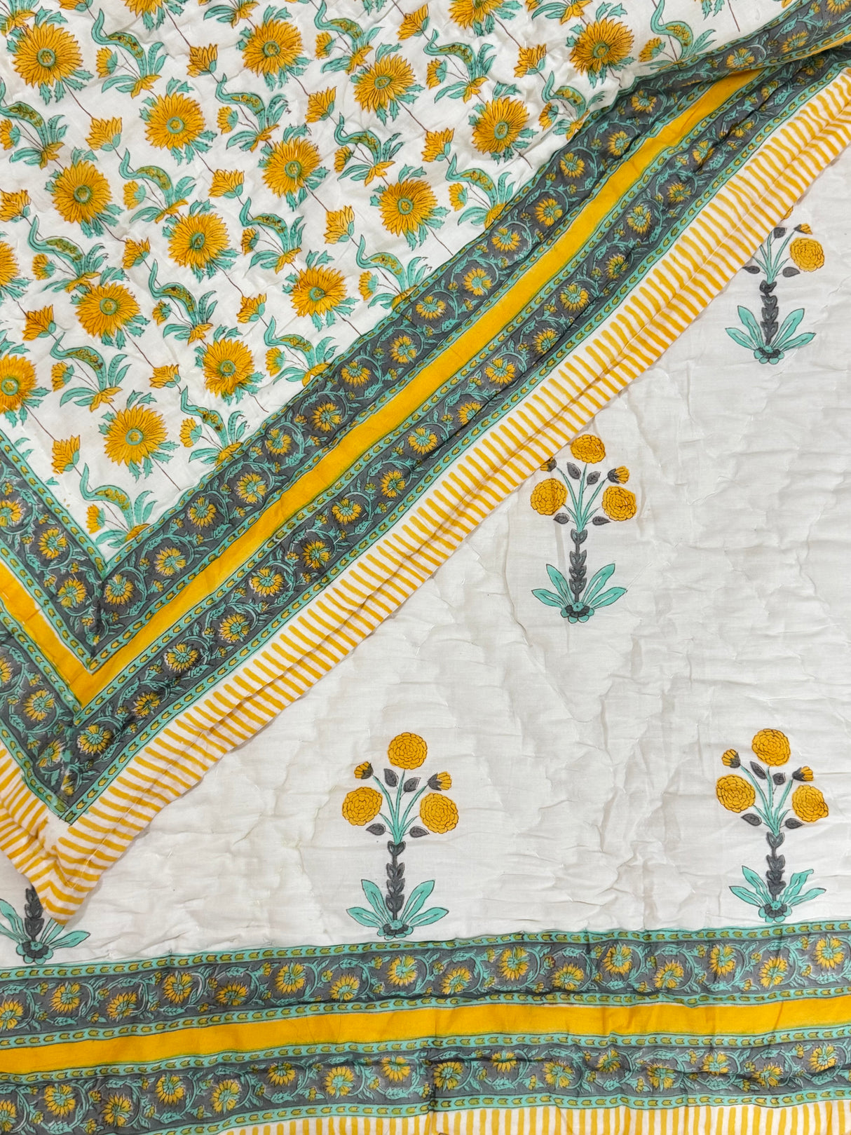 Blockprint Mulmul Reversible Quilt