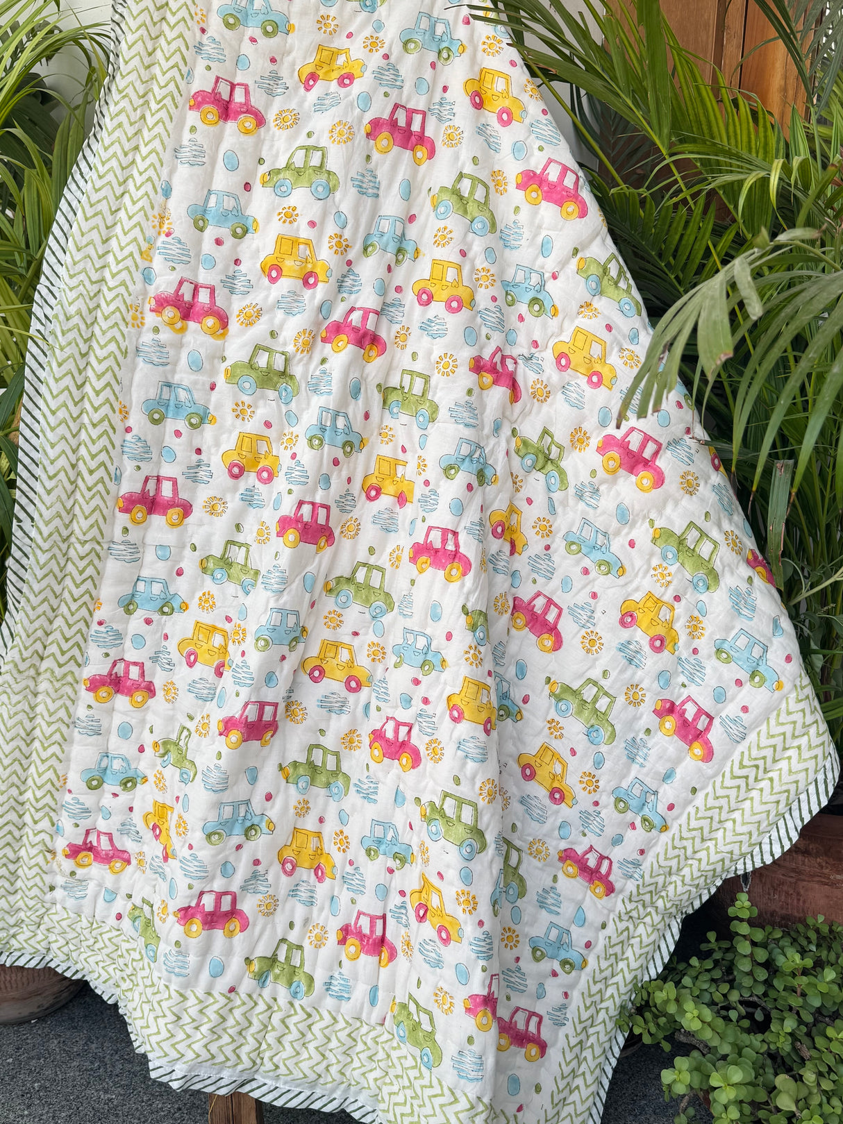 Car Racing Blockprint Kids Quilt