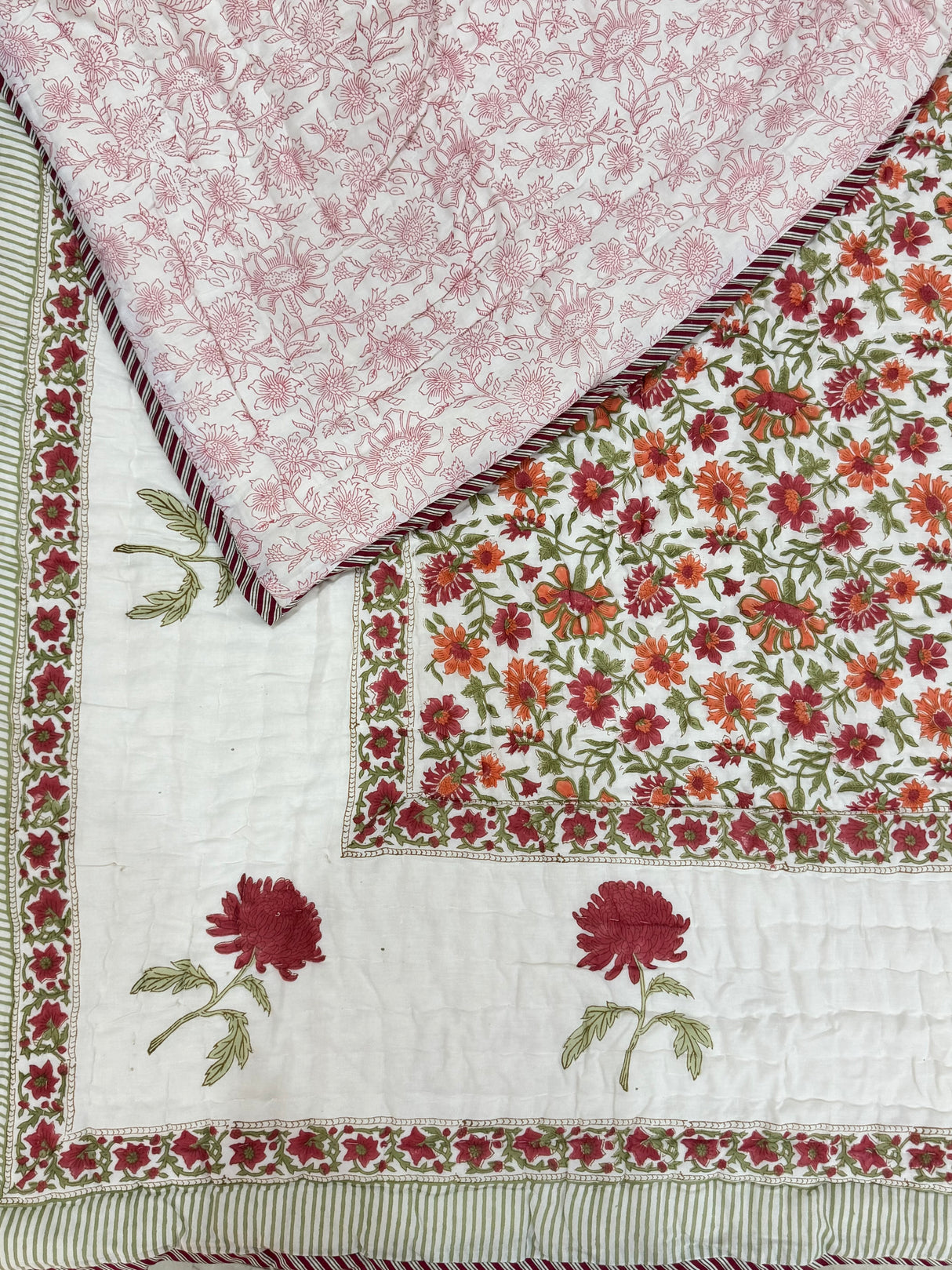 Blockprint Mulmul Reversible Quilt