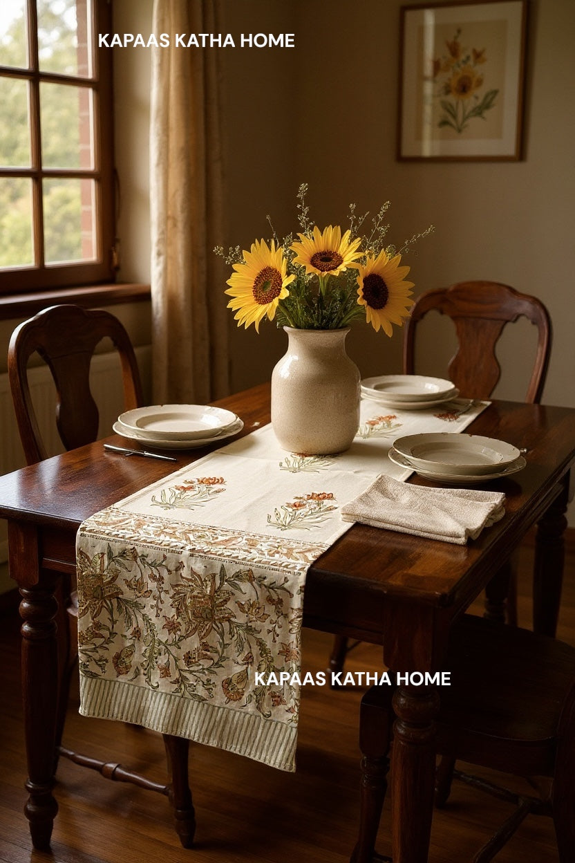 Blockprint Cotton Table Runner