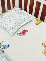 Cot Sheet- Tiger Blockprint Cotton -Cot Size (60-40 inches)