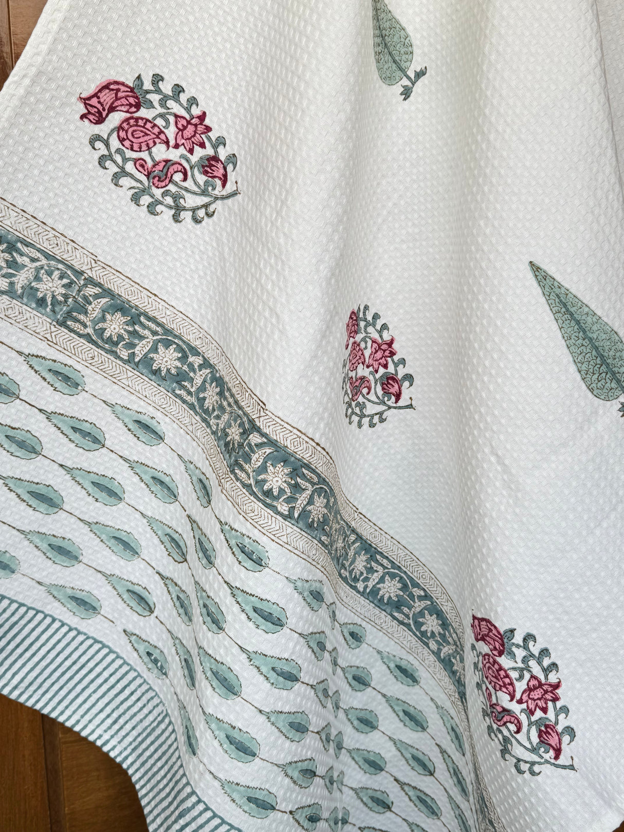 Delightful Motifs Blockprint Cotton Towel – Waffle Weave