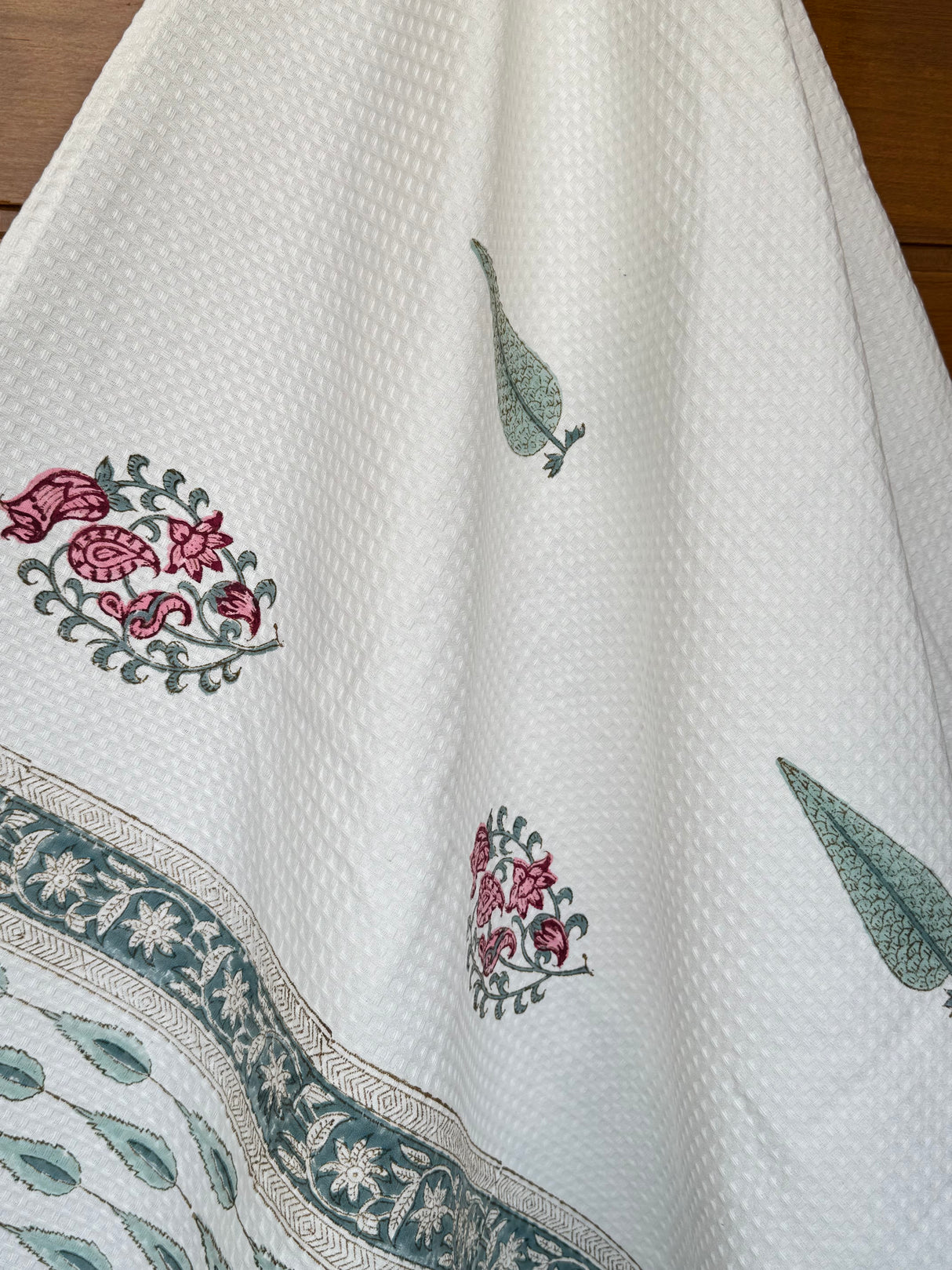 Delightful Motifs Blockprint Cotton Towel – Waffle Weave