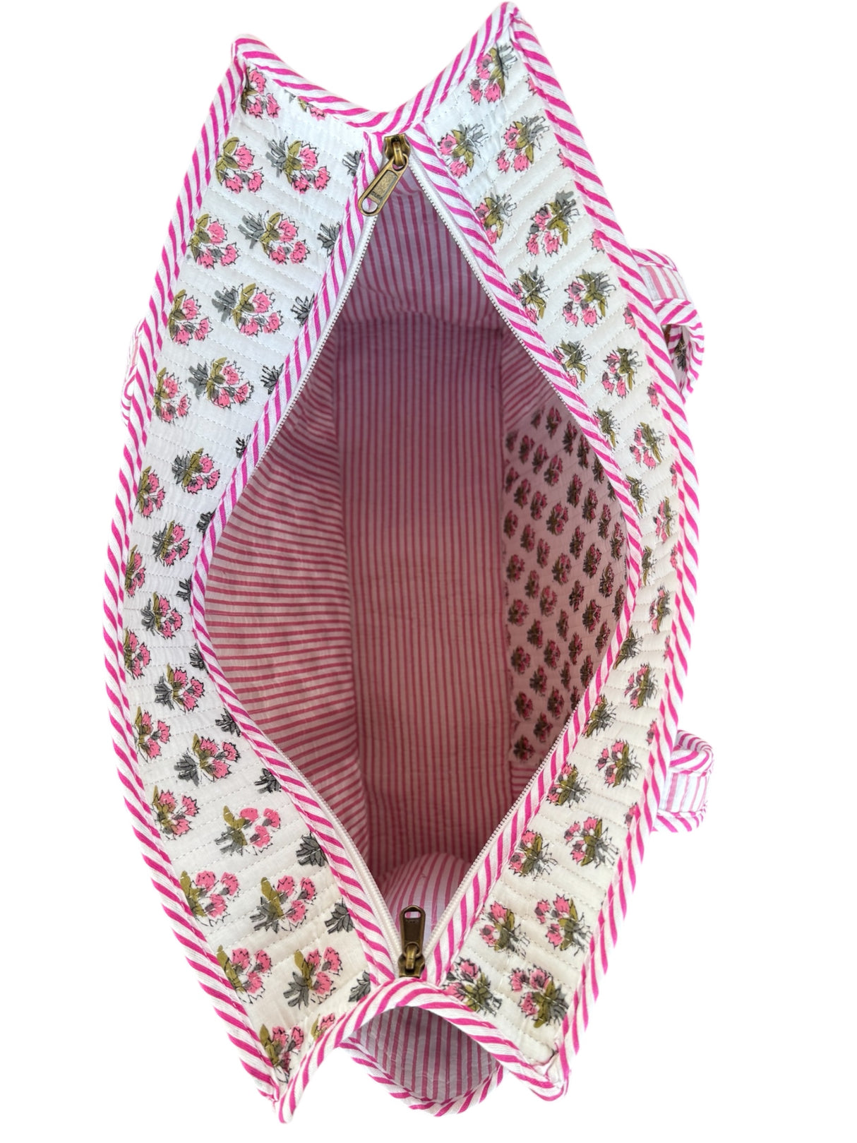 Pink Flowers Tote Bag (with Zip Closure)