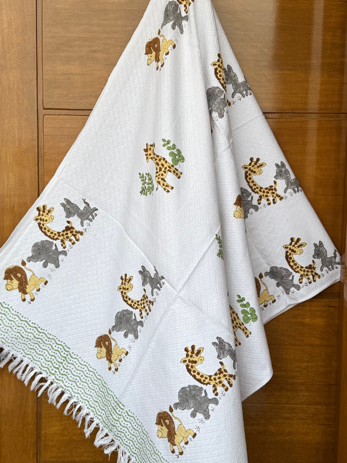 Jungle Animals Blockprint Kids Towel – Cotton Jacquard Weave