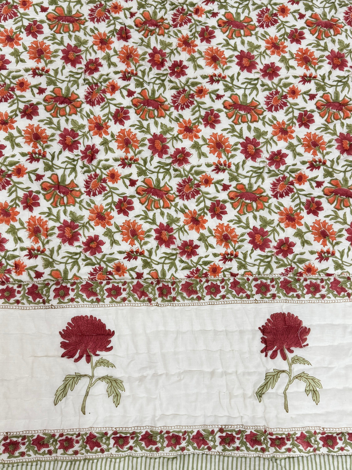 Blockprint Mulmul Reversible Quilt