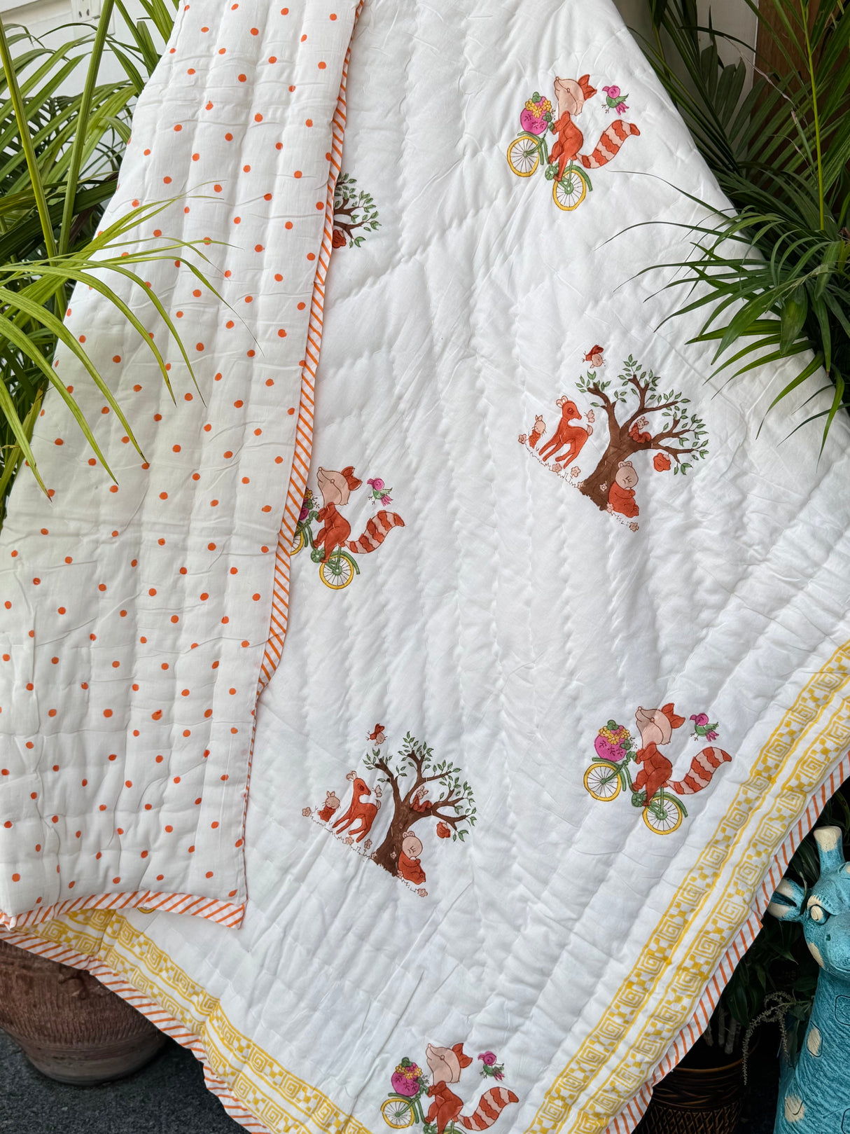 Dots and Fox Kids Quilt Blockprint