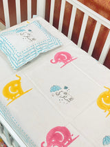 Cot Sheet- Elephant Blockprint Cotton -Cot Size (60-40 inches)