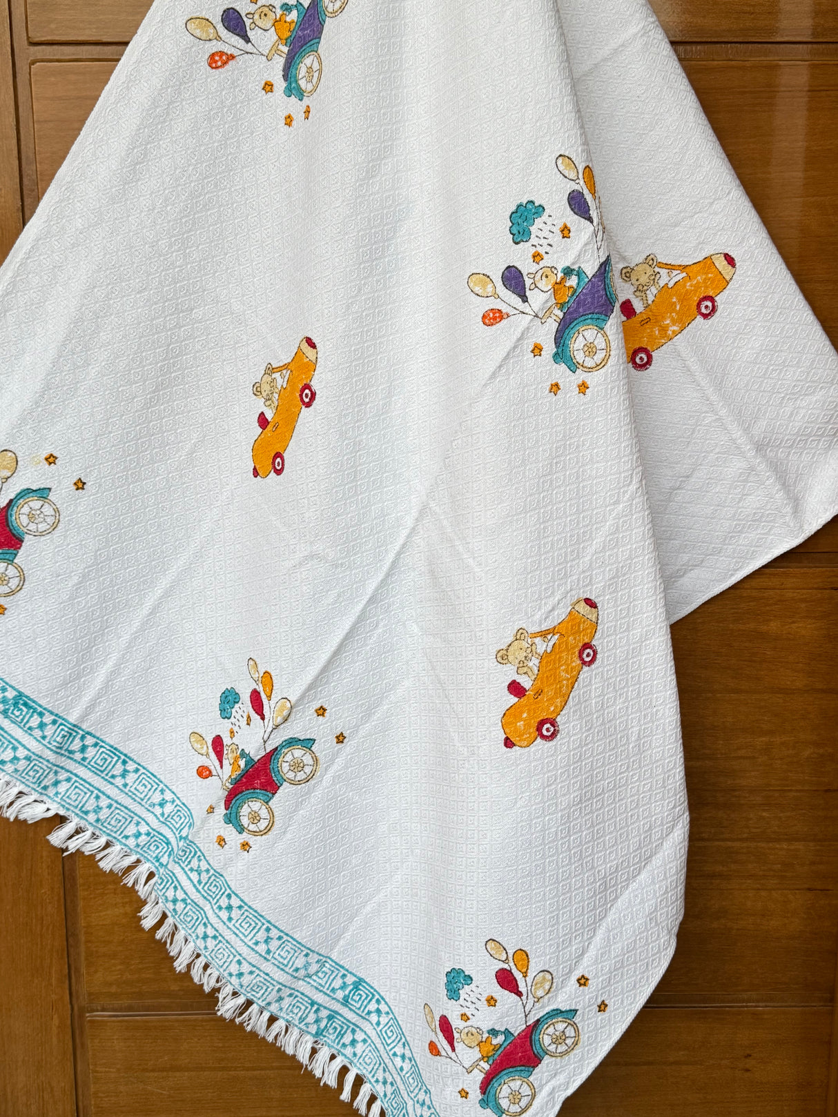 Cars Joyride Blockprint Kids Towel – Cotton Jacquard Weave