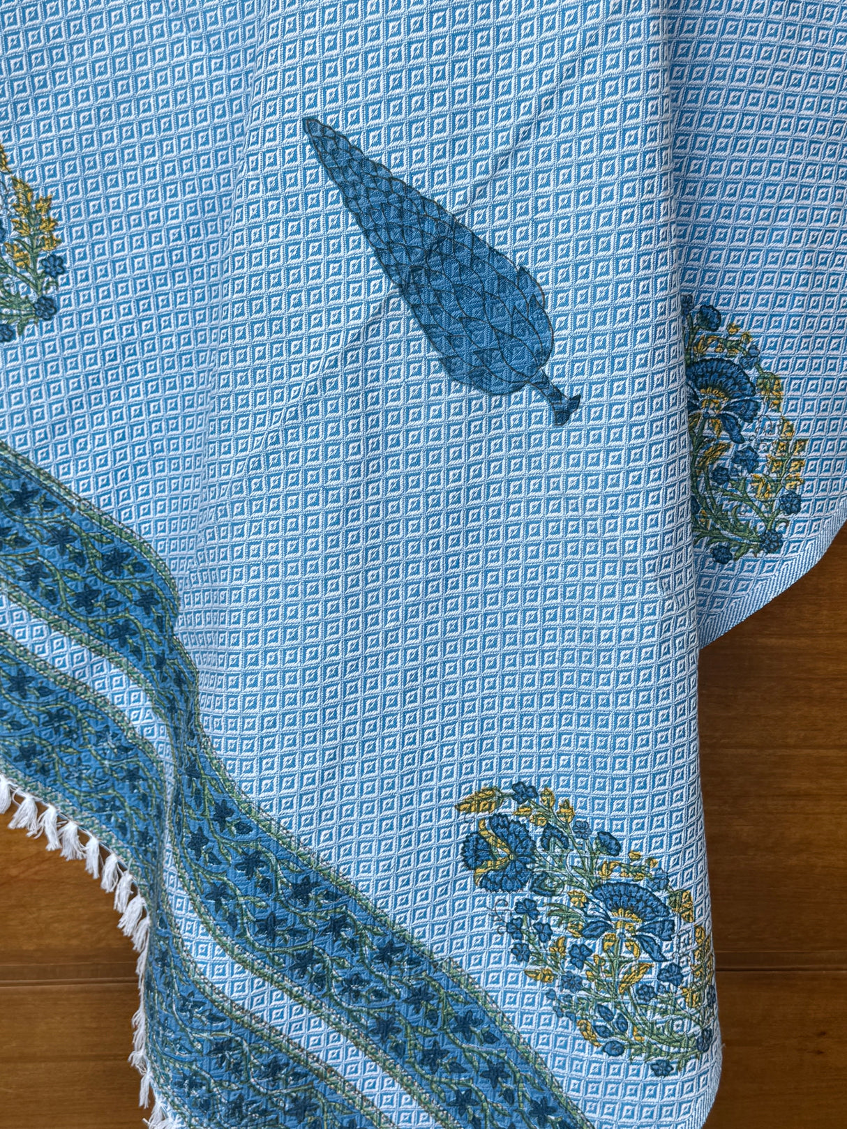 Blue Jaipur Blockprint Soft Cotton Towel– Cotton Jacquard Weave