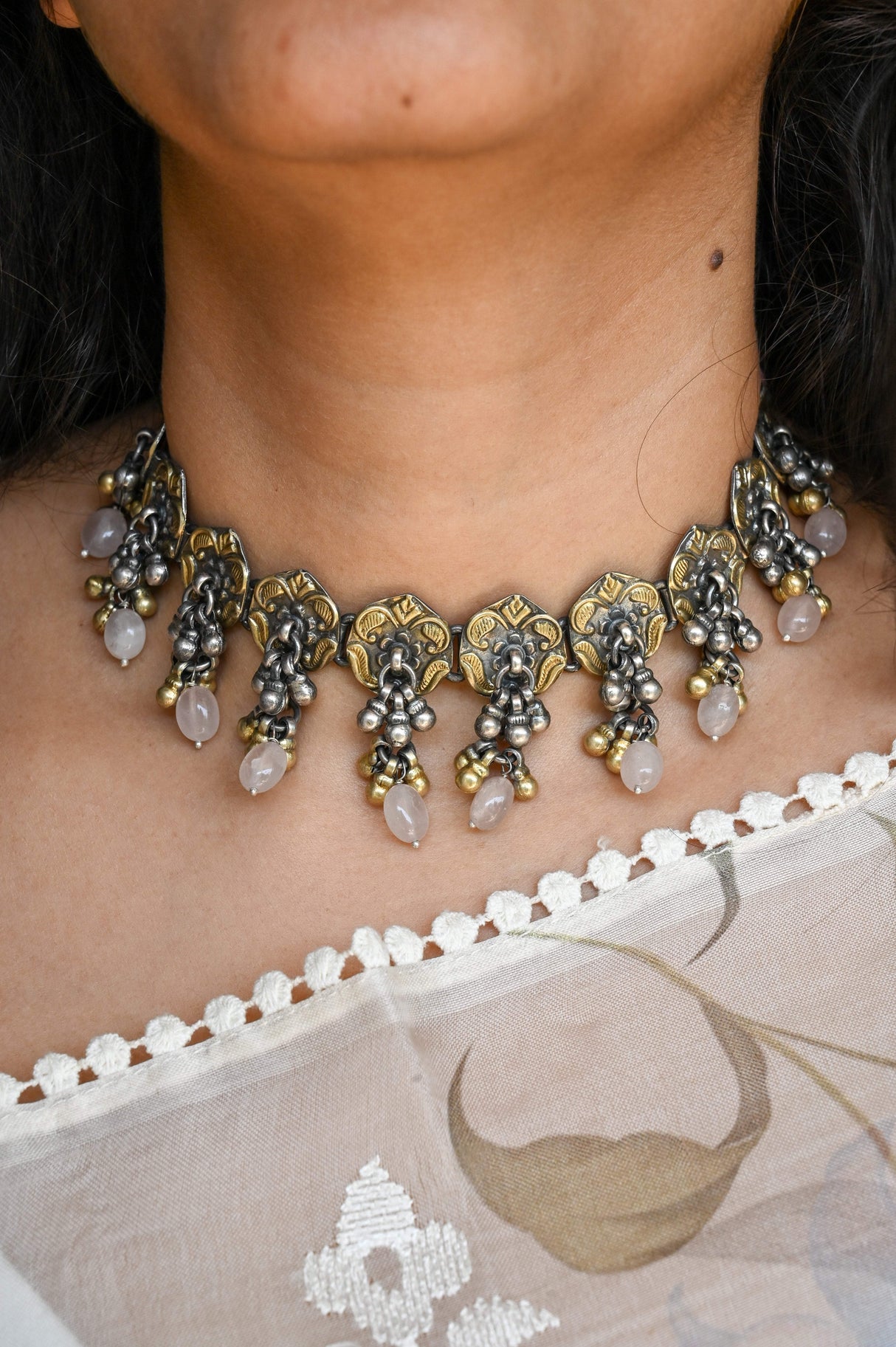 Handcrafted using 92.5 Silver Two Tone Choker