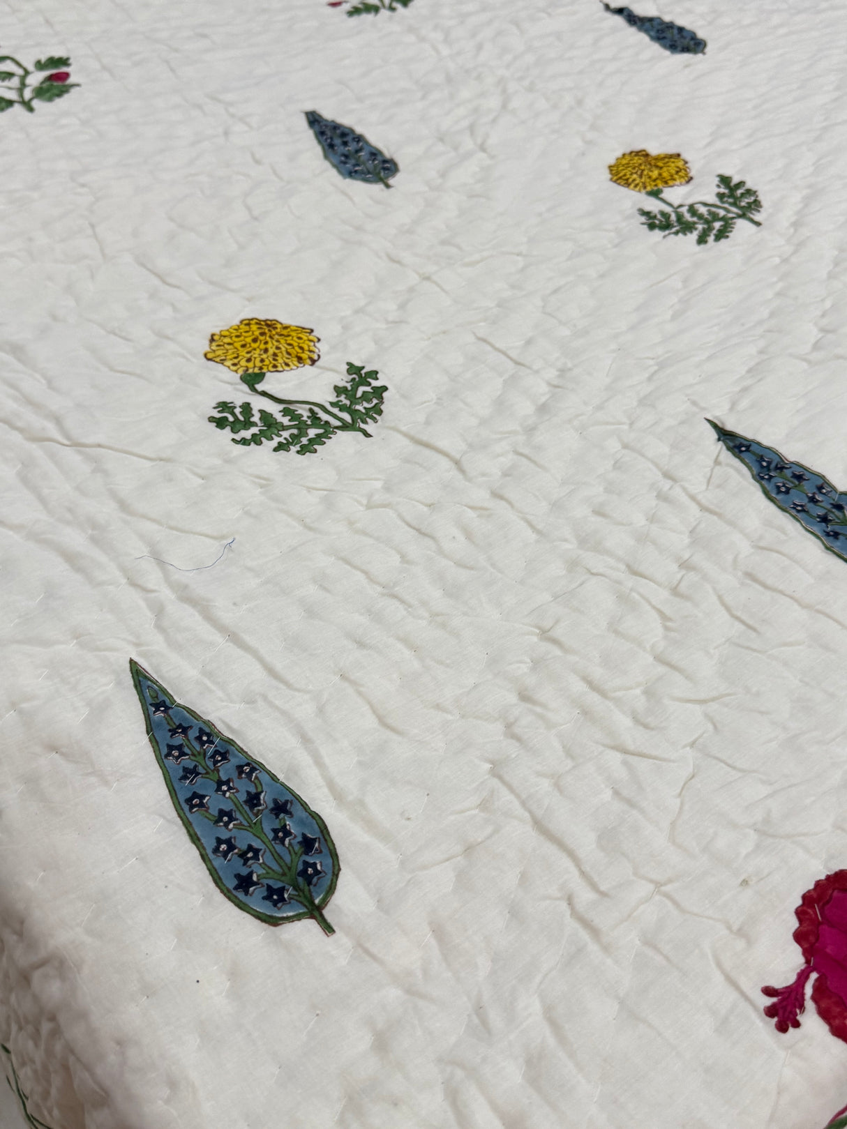 Blockprint Mulmul Reversible Quilt