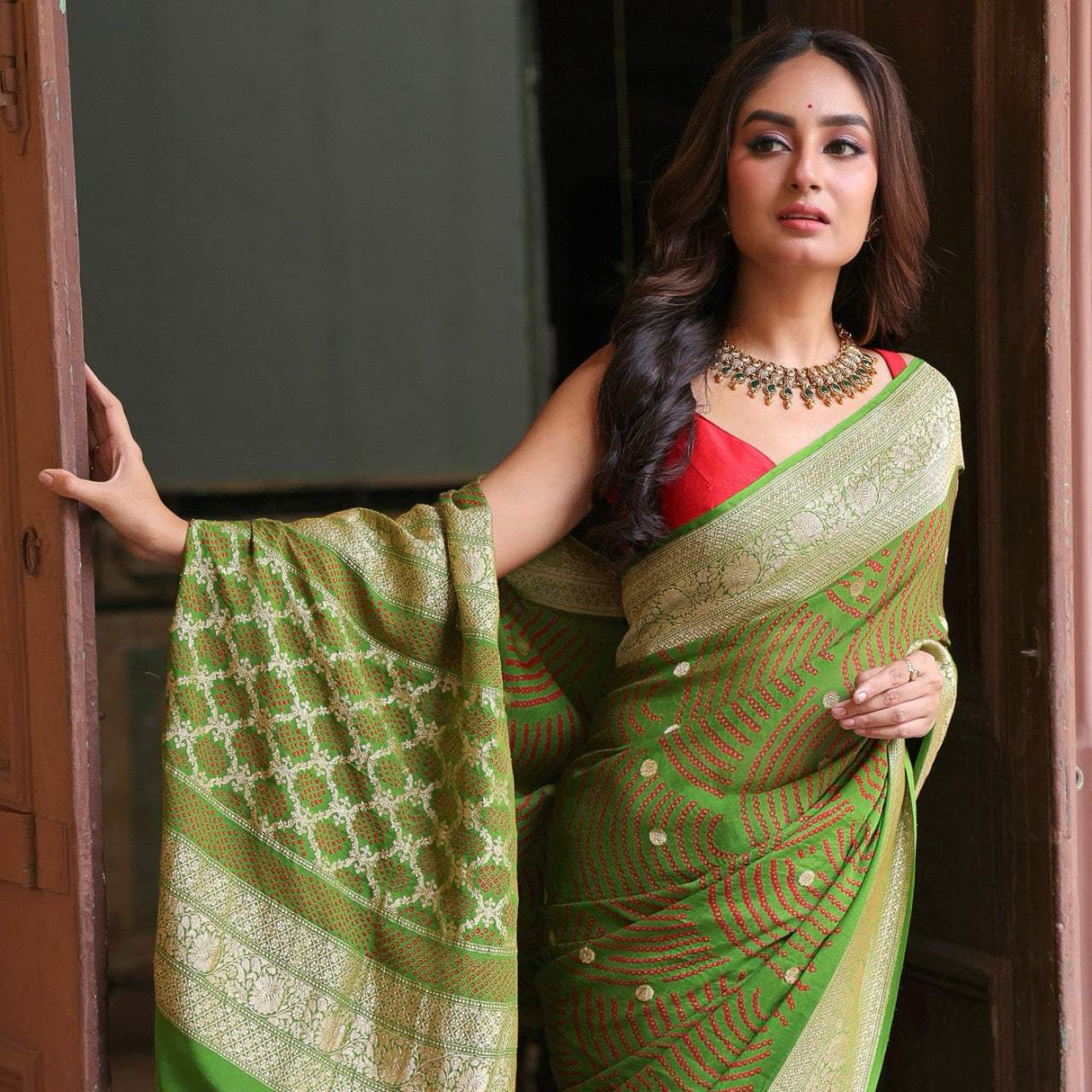 Antique Finish Handcrafted 92.5 Silver Temple Necklace and Earrings