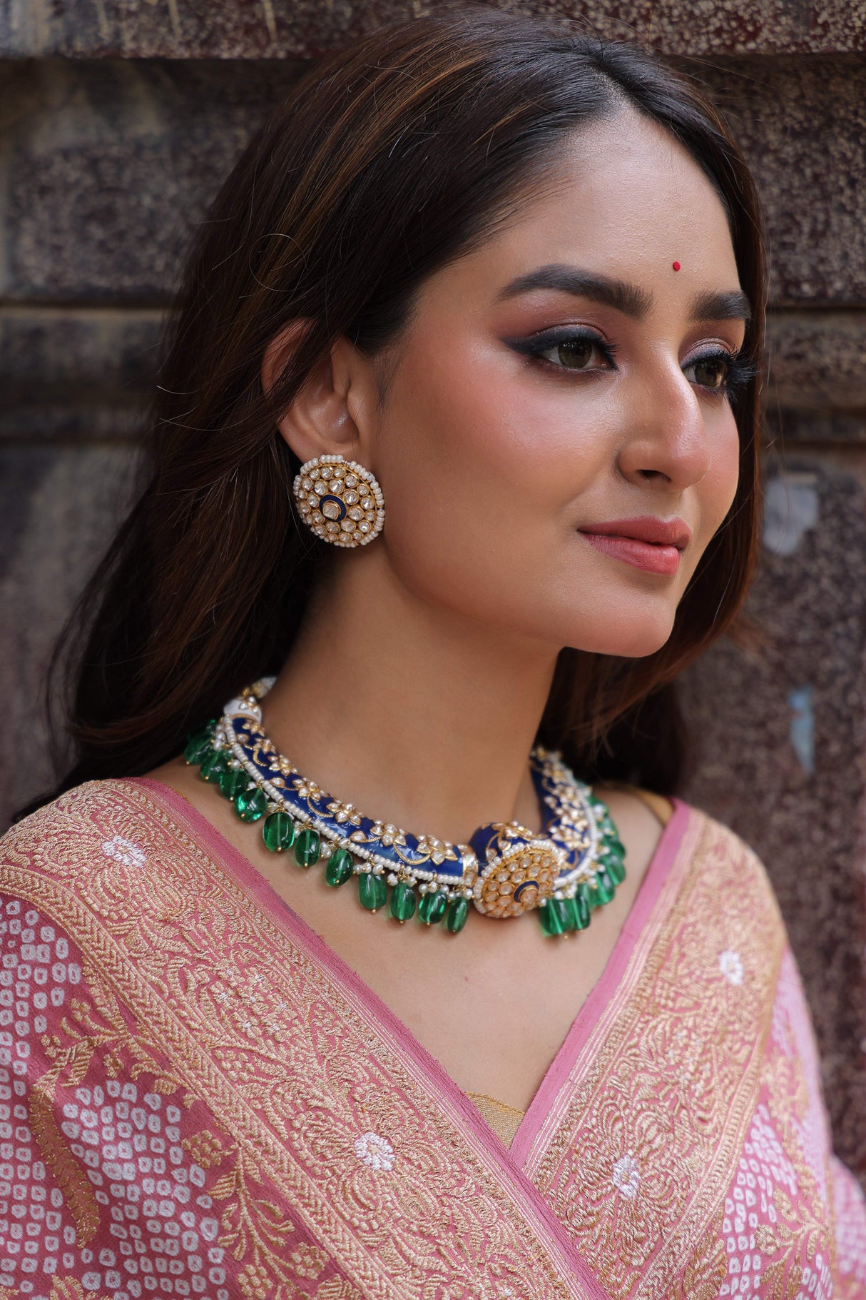 Meen Rangini - Handcrafted 92.5 Silver Meenakari Hasli with Earrings