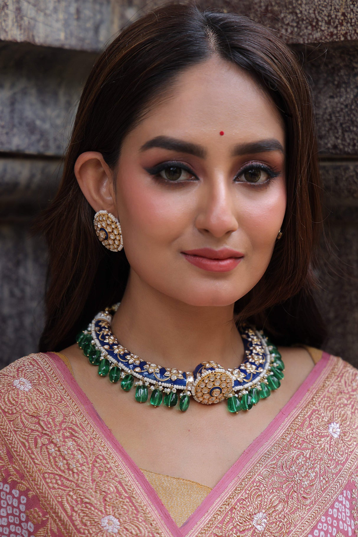 Meen Rangini - Handcrafted 92.5 Silver Meenakari Hasli with Earrings