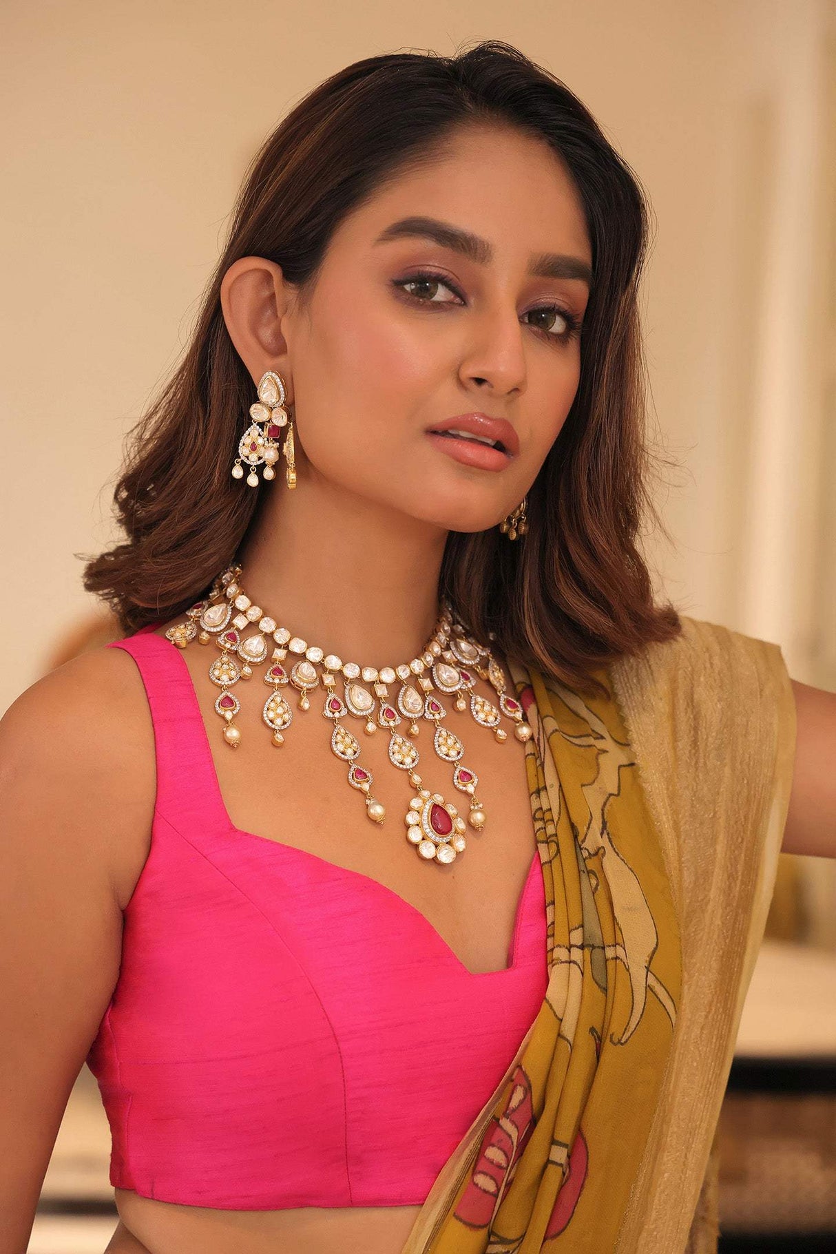 Aabhushan Royale - Moissanite Polki Cocktail Necklace and Earrings