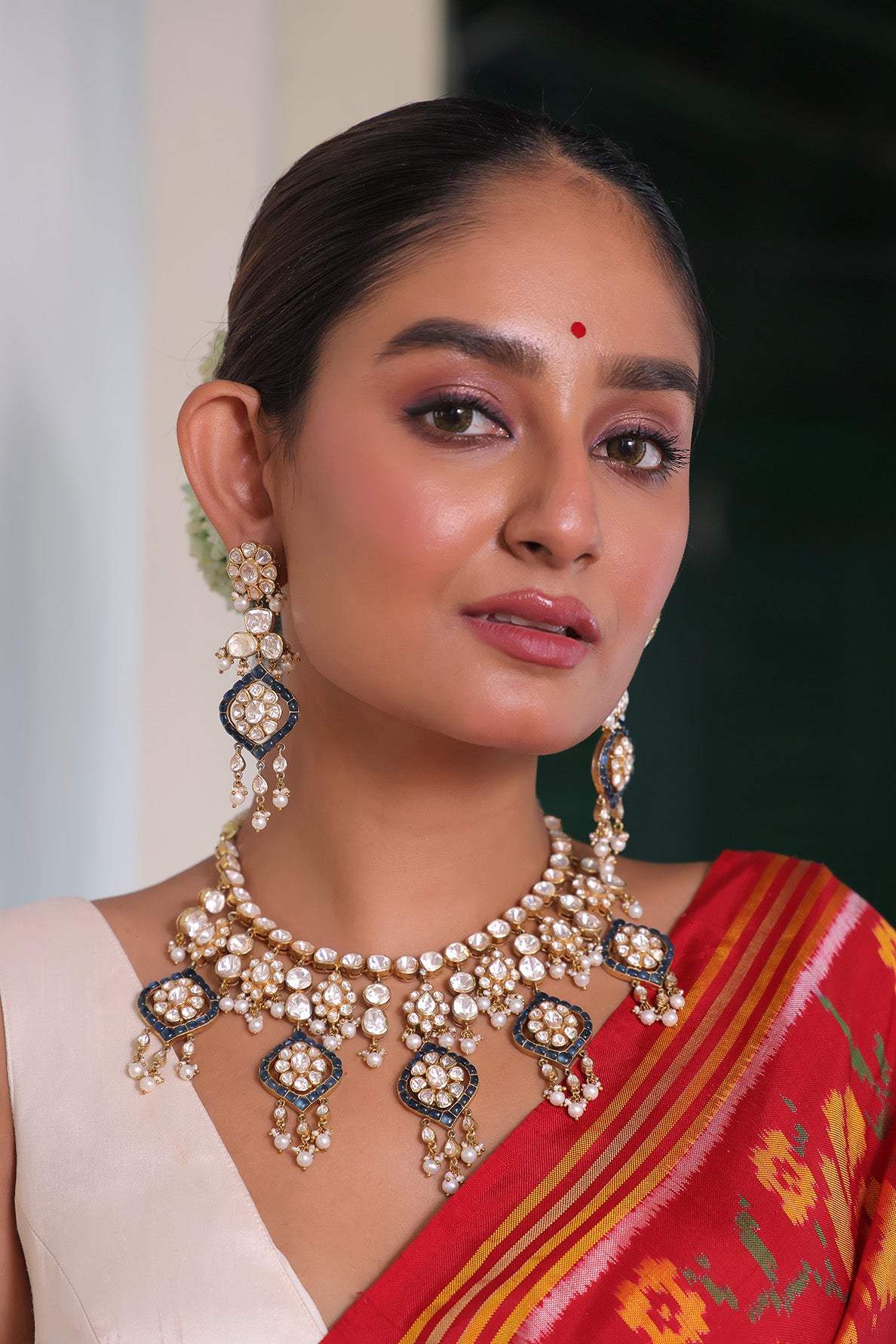 Neelakshi Royale - Moissanite Polki Destination Wedding Special Necklace and Earrings