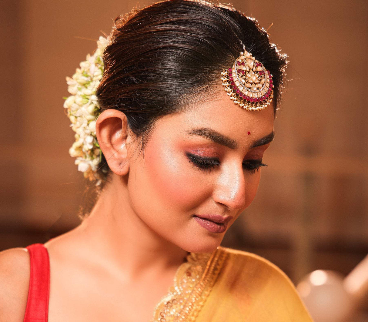 Noor-e-Taaj 92.5 Silver Maang Tikka With Moissanite Polki