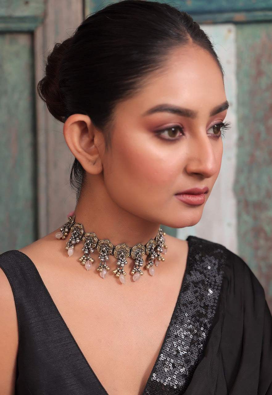 Handcrafted using 92.5 Silver Two Tone Choker