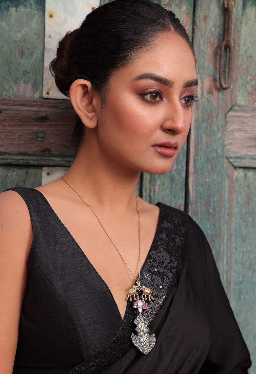 Cute and Dainty Handcrafted using 92.5 Silver Two-Tone Neckpiece