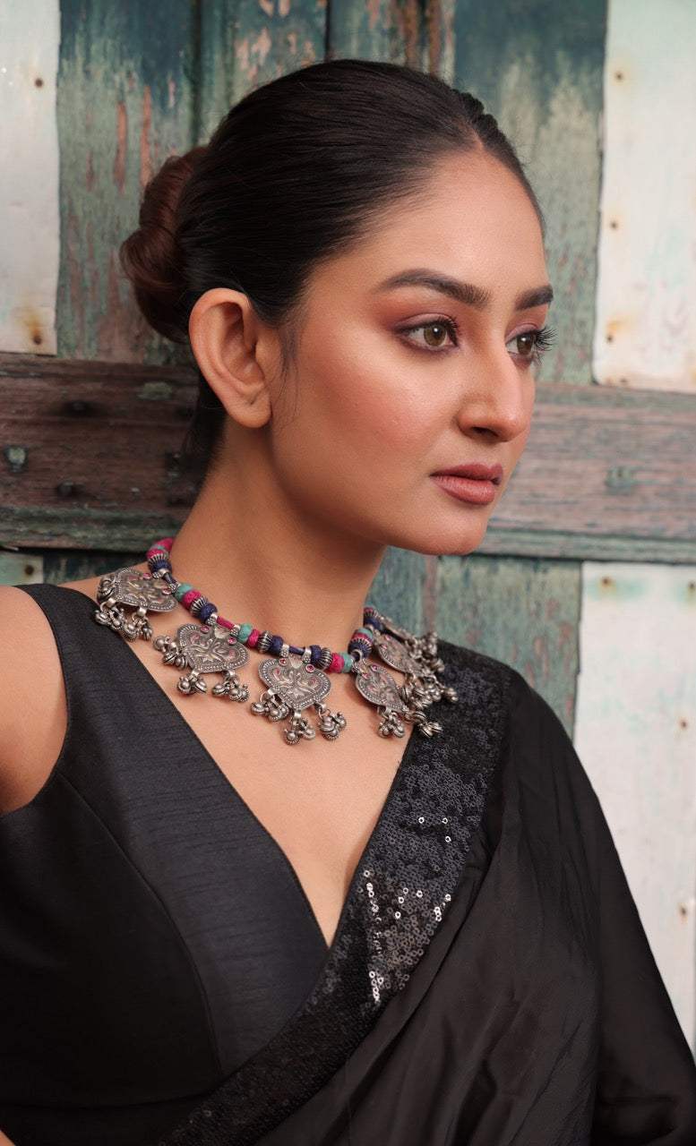 Tribal Theme Necklace Handcrafted using 92.5 Silver