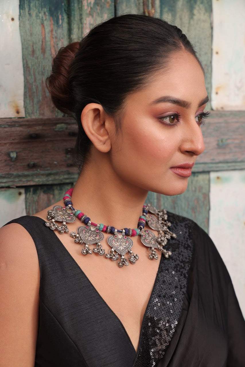 Tribal Theme Necklace Handcrafted using 92.5 Silver