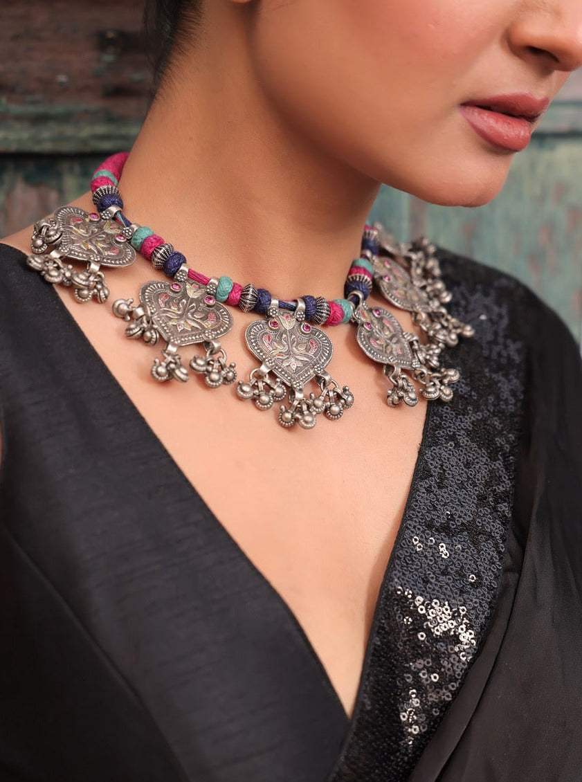 Tribal Theme Necklace Handcrafted using 92.5 Silver