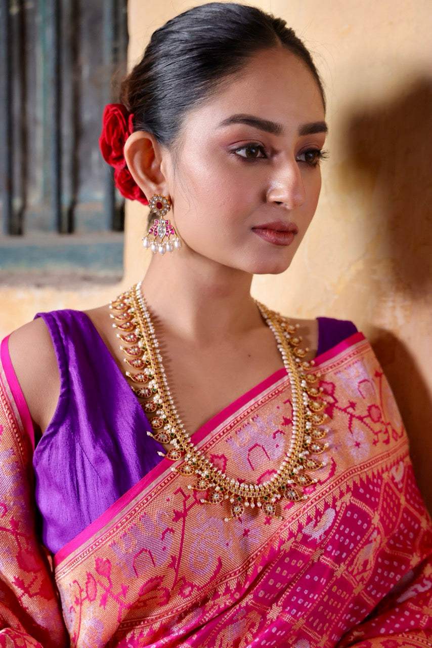 Handcrafted 92.5 Silver Mango Mala with Earrings