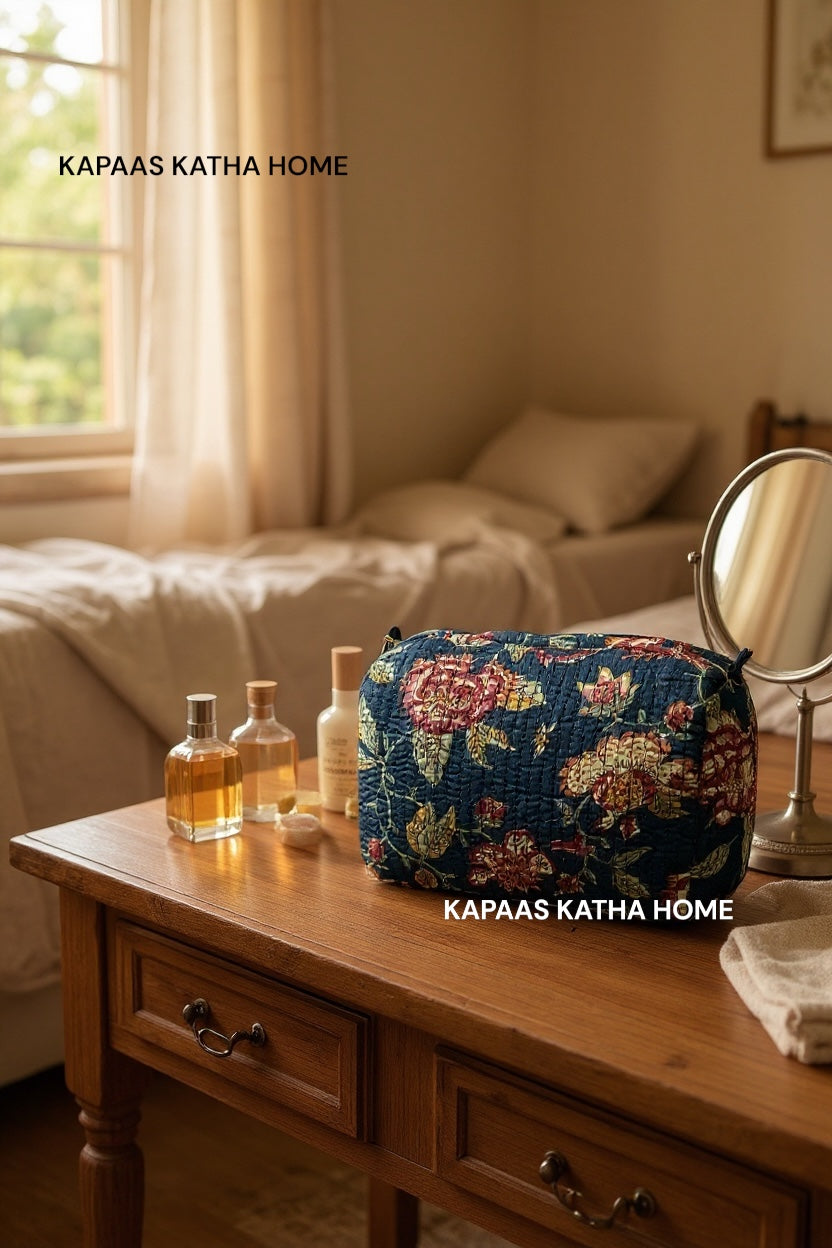 Blue Floral LARGE Pouch