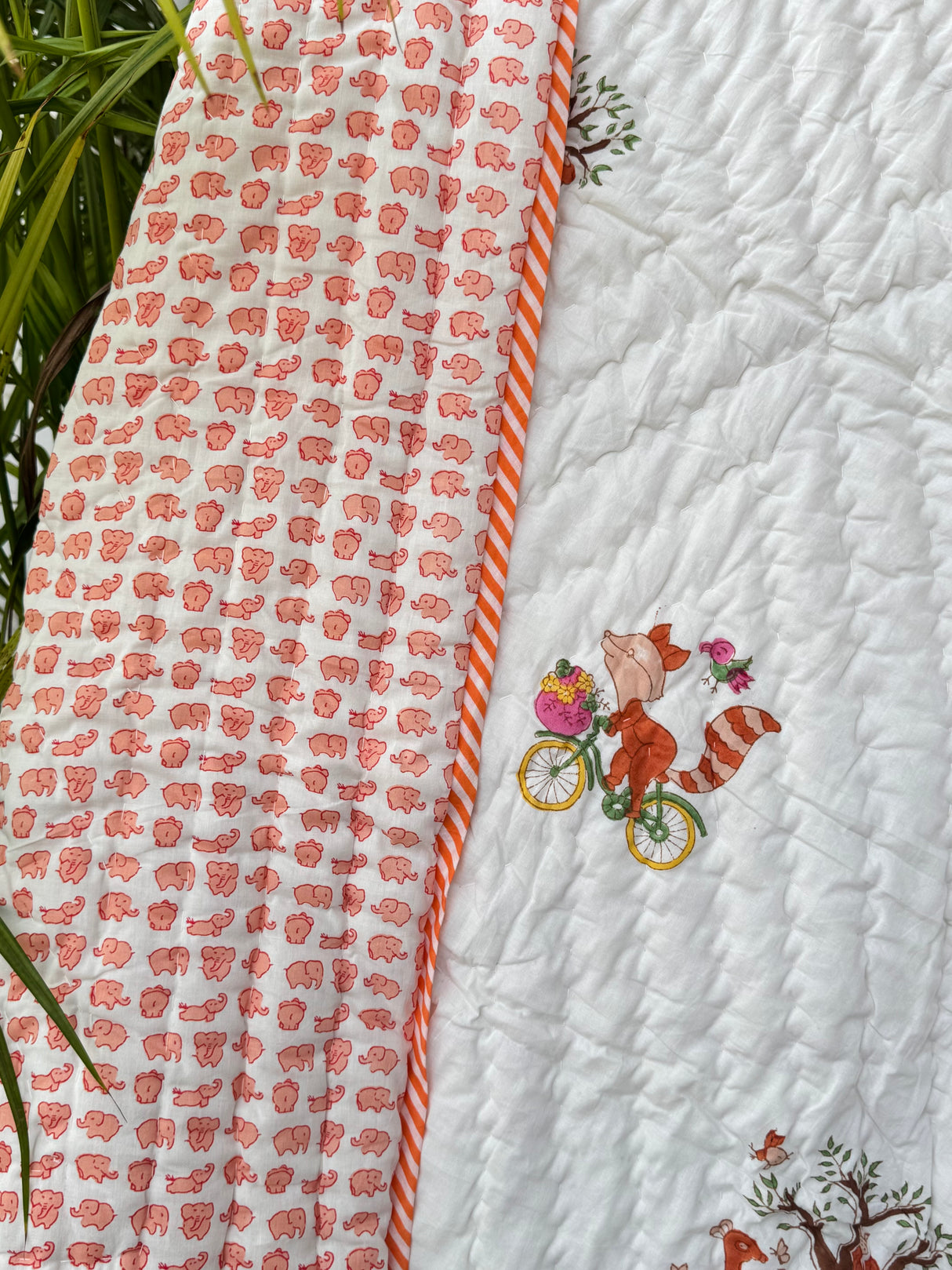 Fox Elephant Kids Quilt Blockprint