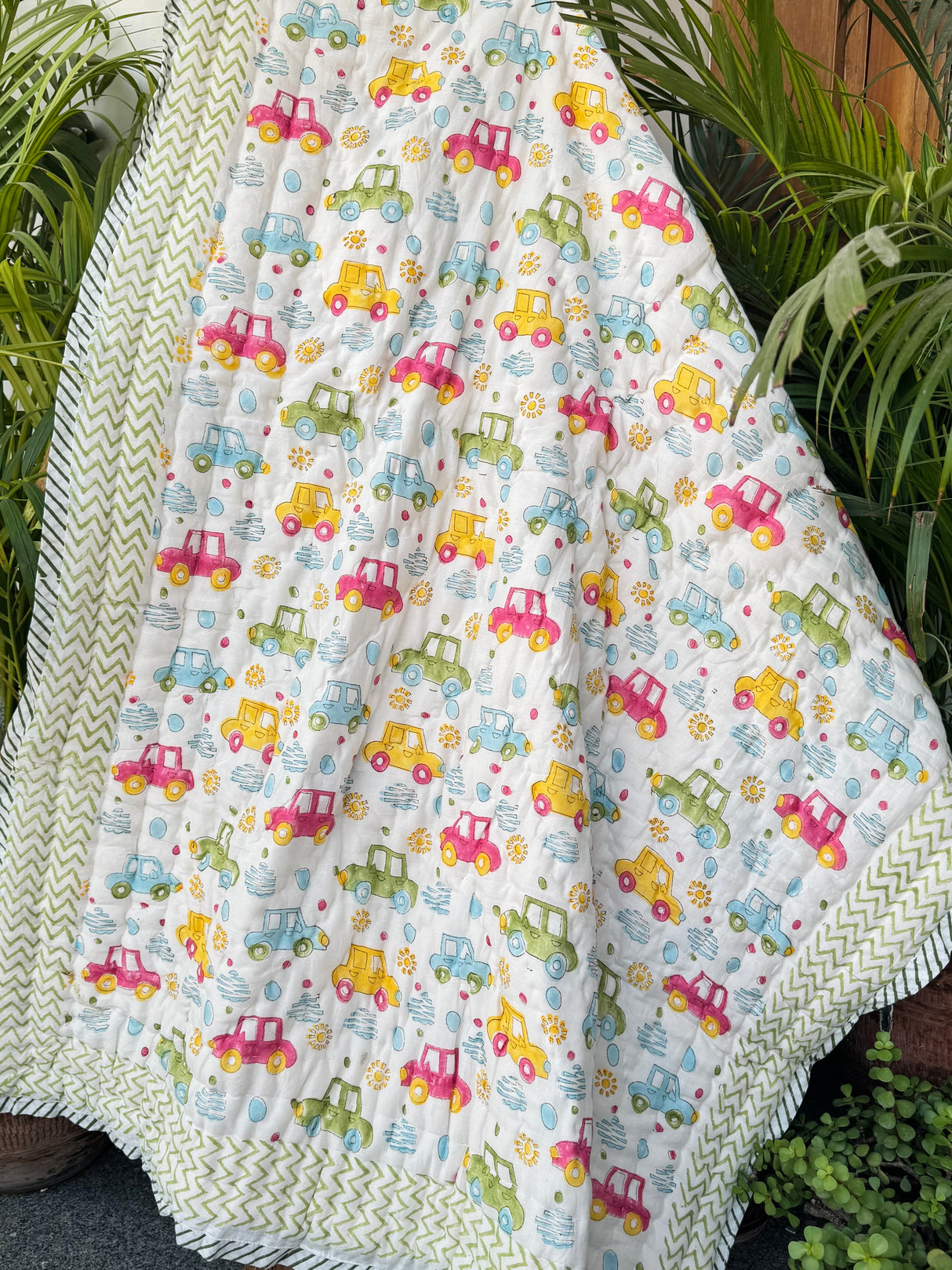 Car Racing Blockprint Kids Quilt