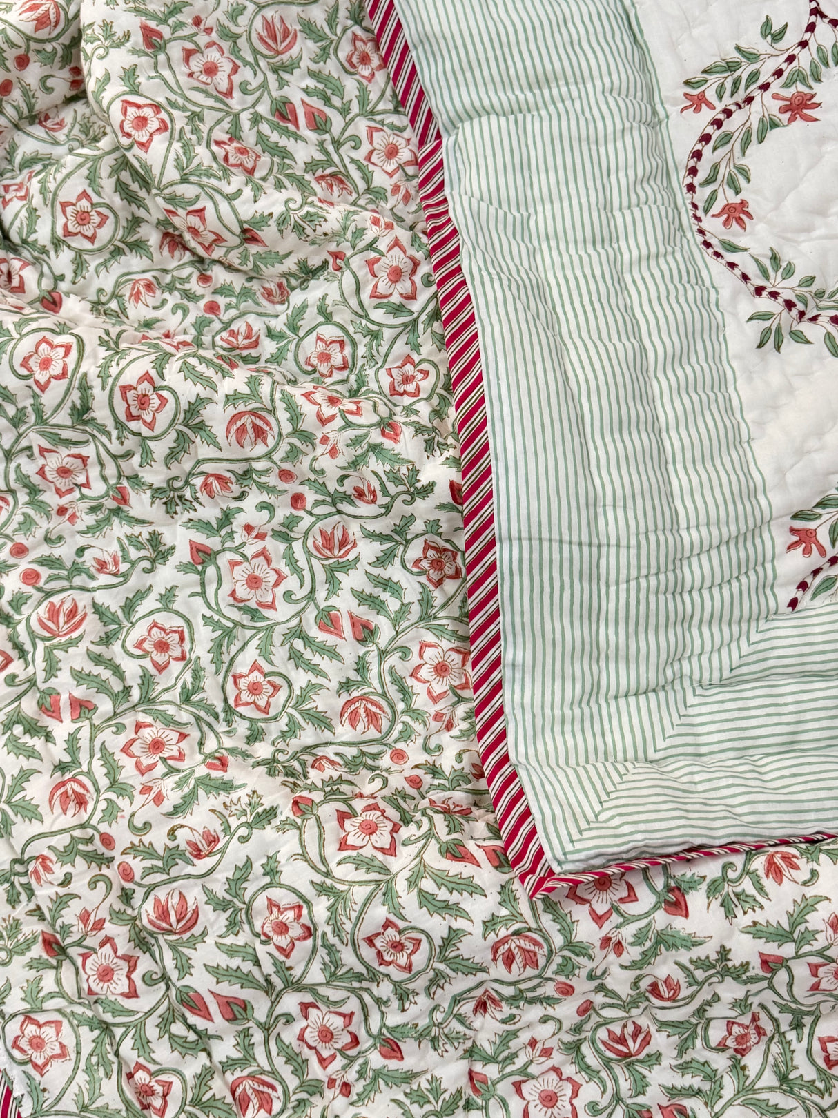 Blockprint Mulmul Reversible Quilt