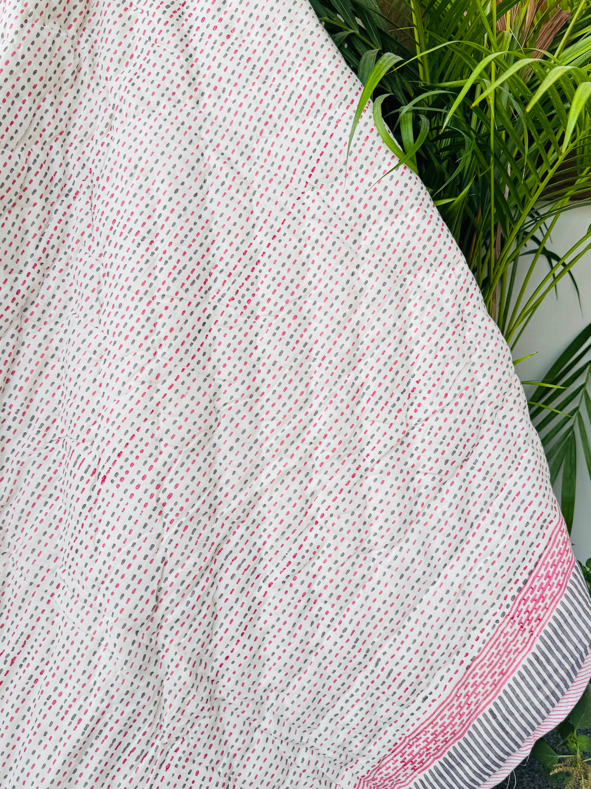 Pink Butterfly Kids Quilt Handblock Printed