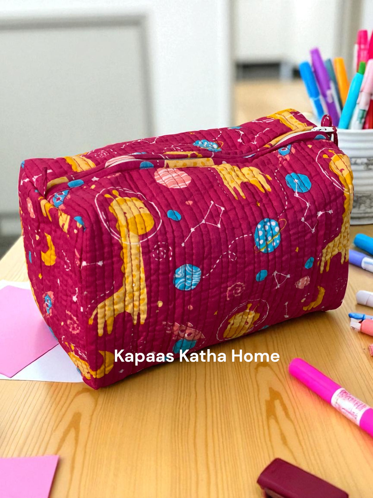 Pink Giraffe LARGE Pouch