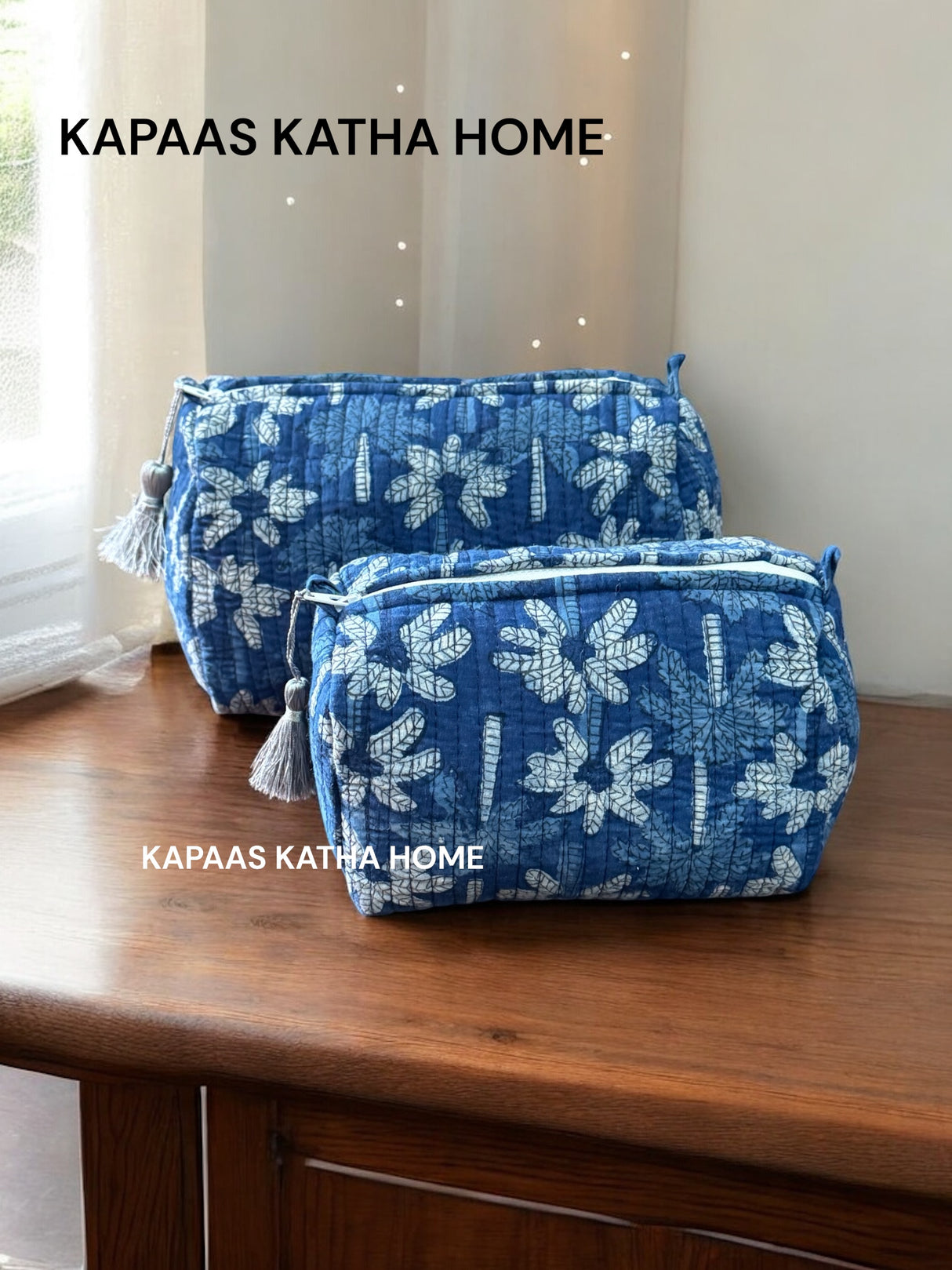 Blue Set of 2 Pouches (medium and small)