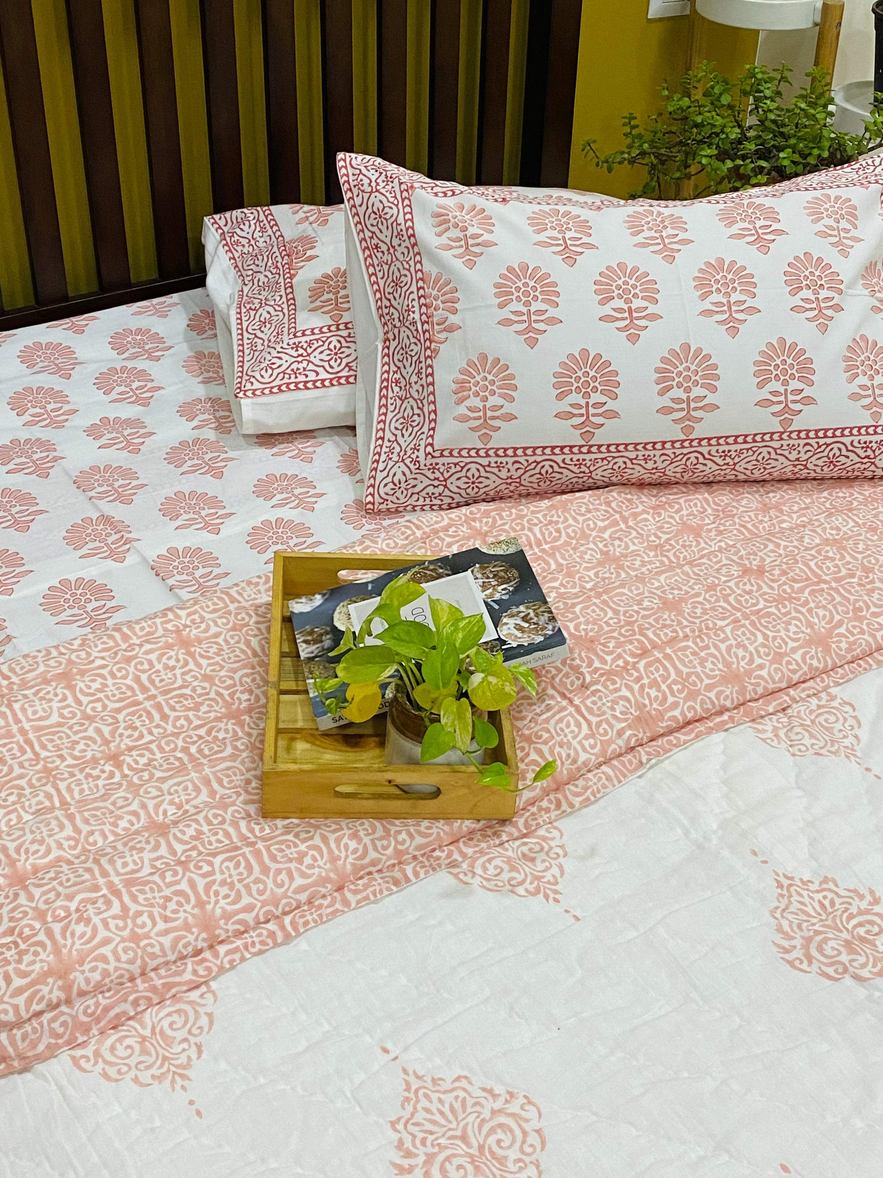 Blockprint Bedsheet & Quilt Set