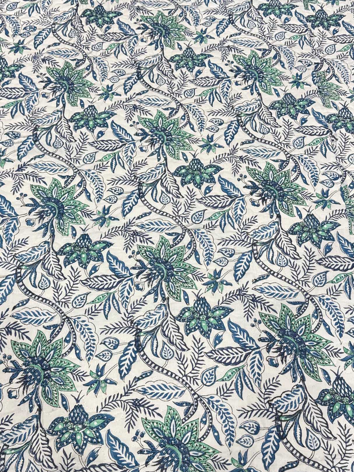 KING Size Quilted Blockprint REVERSIBLE Mulmul Bedcover (108*108 inches)