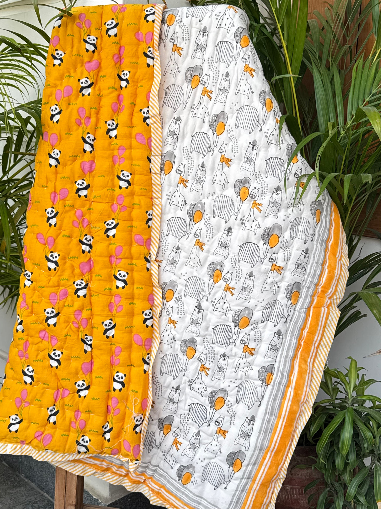 Minimal Animals Kids Quilt Blockprint