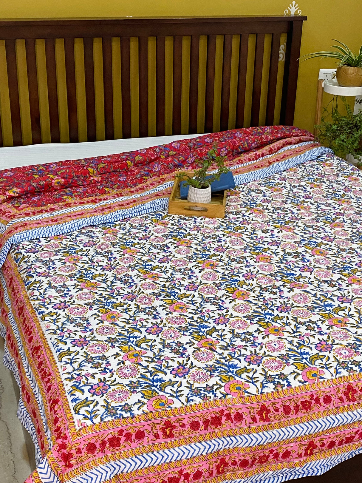 HandBlock Printed Mulmul Reversible Quilt