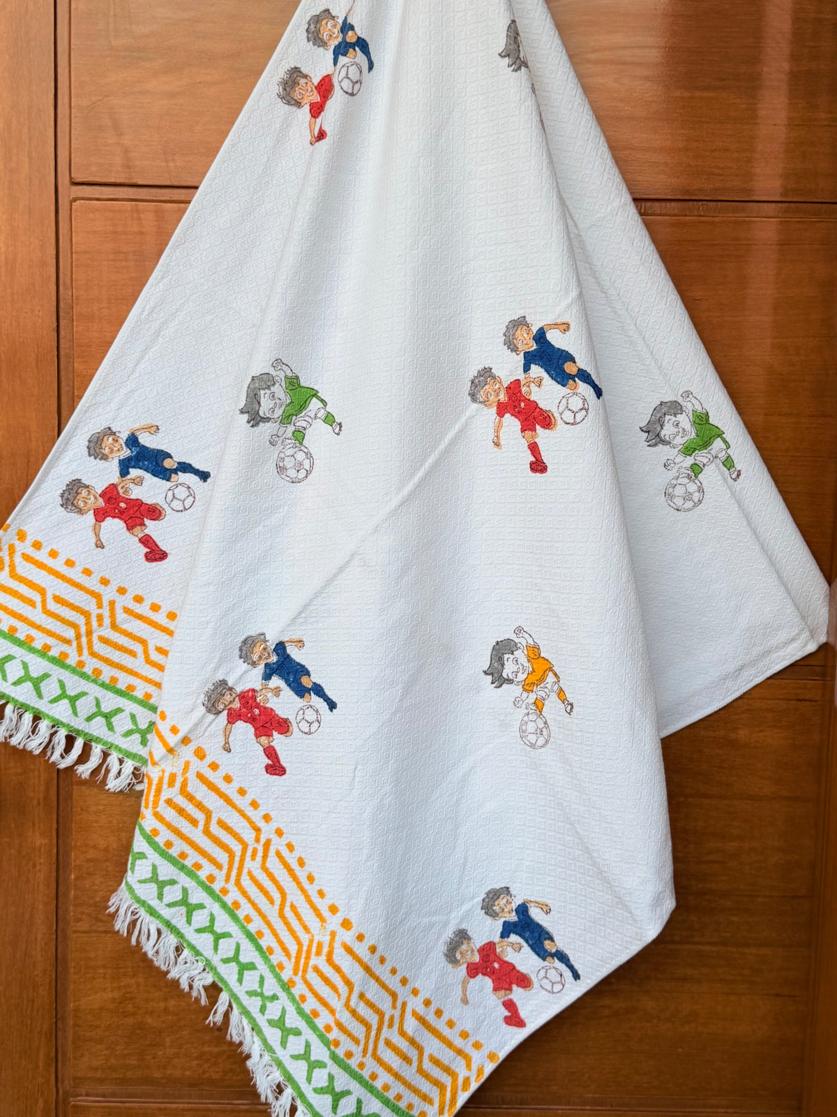 kids-football-bath-towel-mustard-green-border