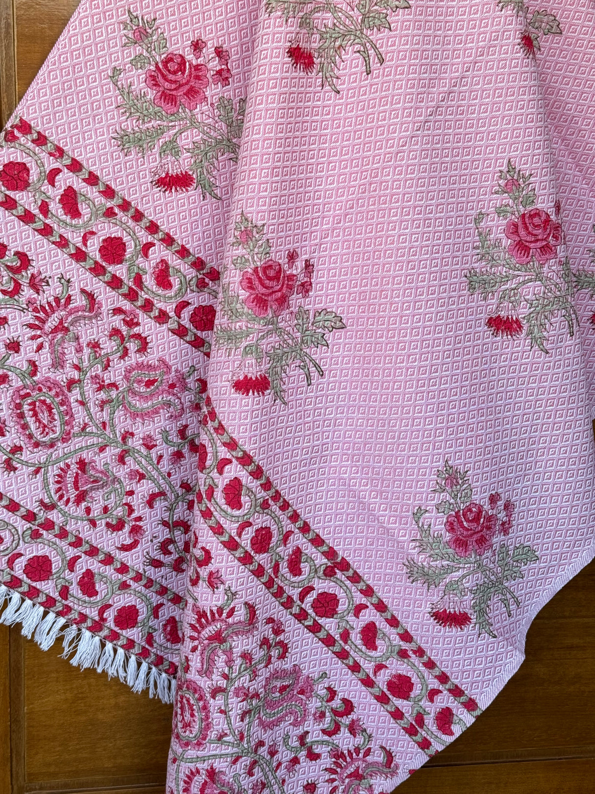 Pink Blockprint Soft Cotton Towel