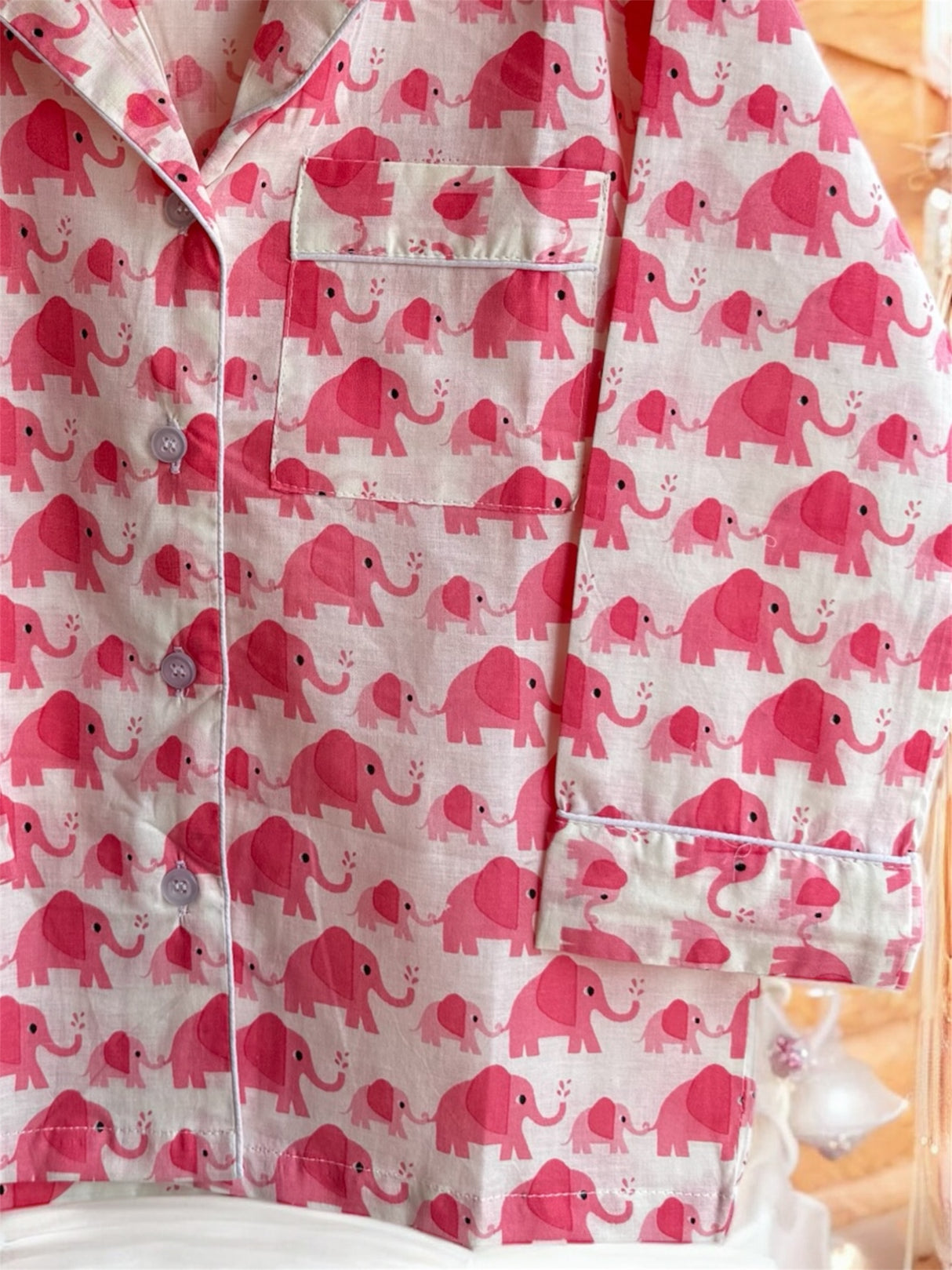 Pink Elephant Kids Night Suit Set