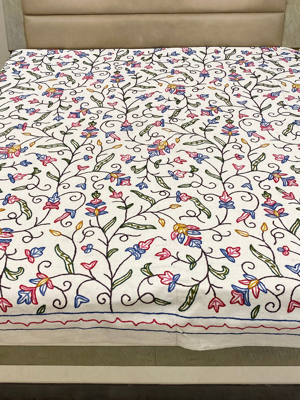 Kashmiri Embroidery Cotton Bedcover